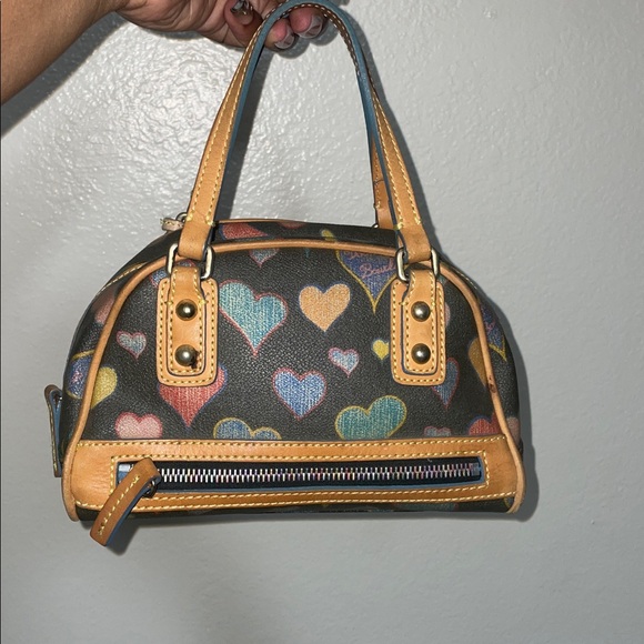 Dooney & Bourke Multicolor Heart Print Satchel Vintage RHTF - Picture 2 of 3